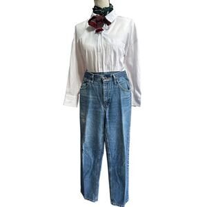 Vintage 90s Lee Jeans 33x30 Straight Leg Upcycled Distressed Mended Unisex Denim